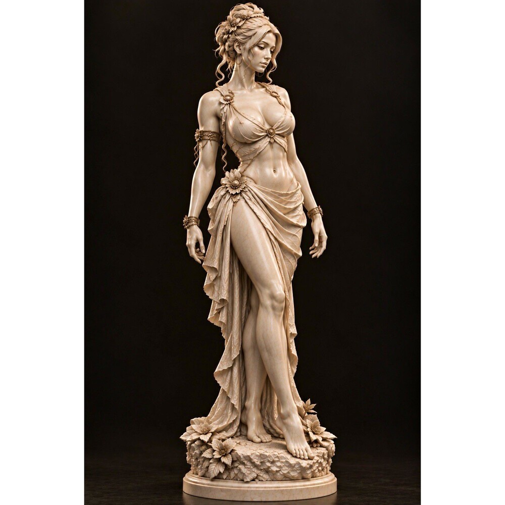 Nude Female Figurine Statue Sculpture – Figurative Art, Dress 3D printed 10 in